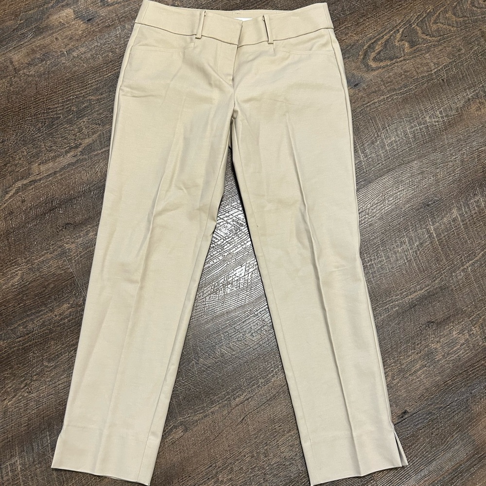 Women's Tailored Cream Straight-Leg Pants